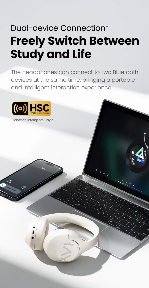 HAYLOU-Casque sans fil S30, Bluetooth 5.4, 43dB, écouteurs adaptatifs antibruit, ensembles de sauna, pilote 40mm, 80H de lecture – Image 30
