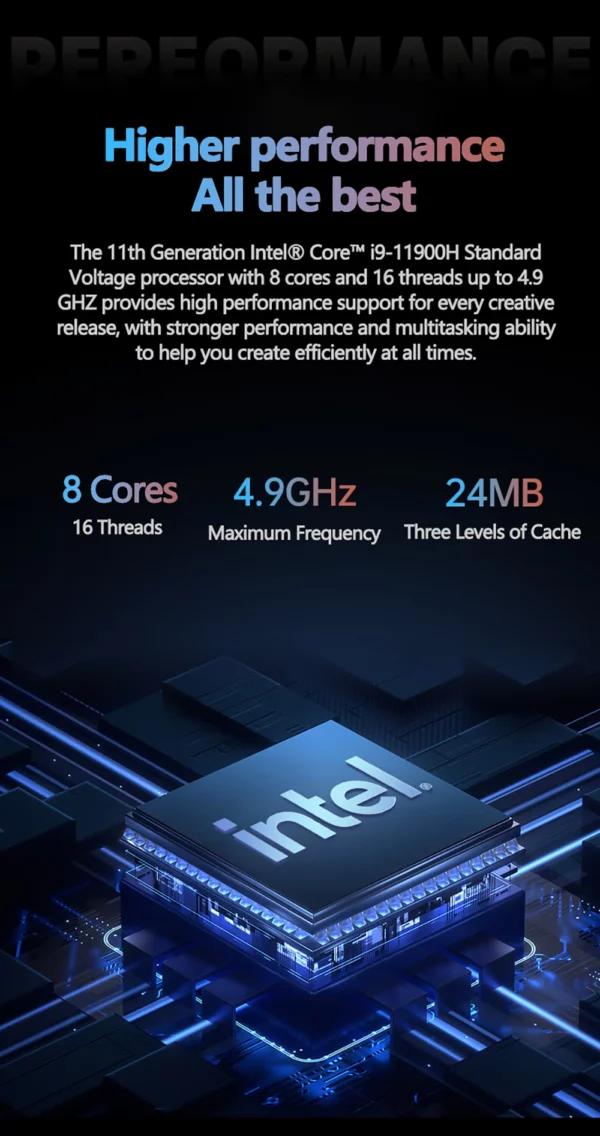 Ordinateur portable de jeu 16 pouces Intel Core I9-11900H 32 go RAM 2 to SSD déverrouiller par empreinte digitale 8 cœurs 16 fils Wifi6 HD caméra DDR4 ordinateur – Image 10