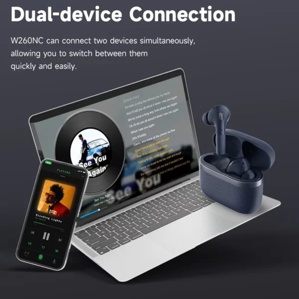Edifier W260NC ANC Écouteurs TWS antibruit Bluetooth 5.3 Écouteurs sans fil haute résolution avec LDAC, 32 heures, connexion multiple – Image 6