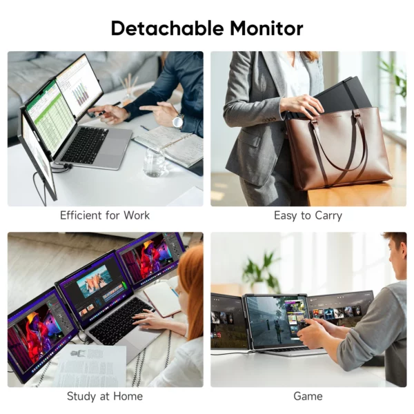 Dopesplay Triple double extension d'écran d'ordinateur Portable FHD 1200P 14.1 pouces moniteurs portables pour ordinateurs portables Windows Mac Android 14-17.3 pouces – Image 6