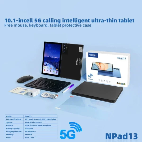 Nouvelle Version mondiale 10 pouces tablette Pc 8GB RAM 512GB ROM double 4G appel téléphonique WiFi Bluetooth Google Play Android 14 tablettes 7000mAh – Image 8