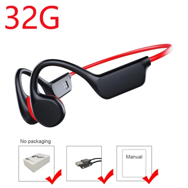 Écouteurs à Conduction osseuse, Bluetooth, sans fil, étanche IPX8, lecteur MP3, Hifi, crochet d'oreille, casque avec micro, pour la natation – Image 9