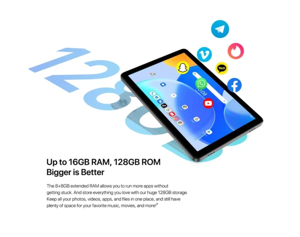 UMIDIGI G3 Tab Ultra MTK G99 Octa-Core 10.1 "HD 8 + 8GB 128GB 1TB TF Extension Android 13 8MP + 8MP 6000mAh batterie longue durée 18W – Image 17