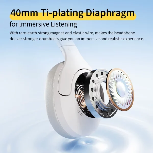 QCY-Écouteurs sans fil et filaires H3 Lite ANC, Bluetooth 5.3, casque supra-auriculaire pliable, son HIFI, 60 heures de lecture, écouteurs pour touristes allergiques – Image 3