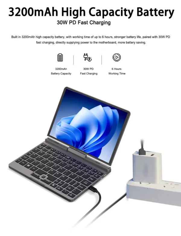 CRELANDER P8 Mini ordinateur portable 8 pouces écran tactile Intel lac N150 12GB DDR5 WiFi 6 2 en 1 ordinateur portable tablette PC ordinateur portable de poche – Image 23