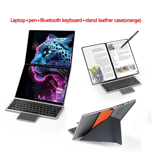 Tablette Double écran Intel N100 14 + 14 pouces, ordinateur portable, 16 go DDR5, 2 to, SSD HD, caméra 9000 mAH, 1920x1280, Windows 11 – Image 7