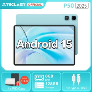 Teclast P50 2025 tablette Android 15 11 "IPS 90Hz 20GB(8GB + 12GB) RAM 128GB ROM T606 8 cœurs 7000mAh 4G LTE GPS Widevine L1 type-c