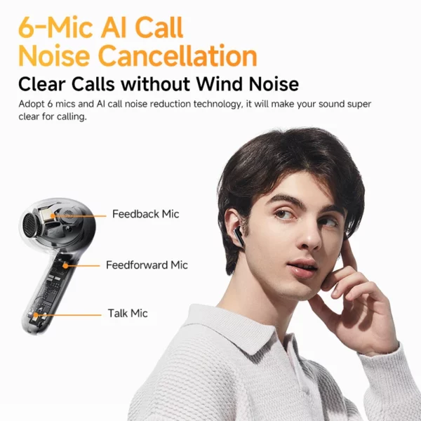 QCY-Écouteurs sans fil AilyBuds Pro+ ANC, HT10, Hi-Res Audio, AC Sat, Bluetooth 5.3, 6 micros, AI, HD, appel, connexion multipoint – Image 4