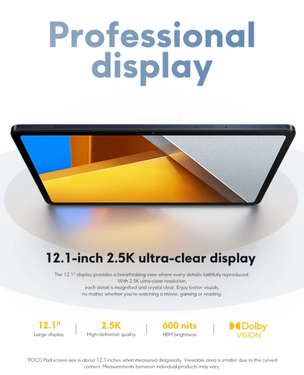 POCO Pad Tablette , 8 Go, 256 Go, 33W, 10000mAh, Snapdragon 7s, Isabel 2 Octa Core, 12.1 en effet, 120Hz, écran 2.5K, version globale – Image 15