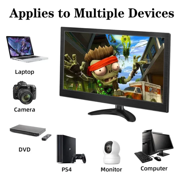 Petit moniteur de sécurité Portable avec double haut-parleurs intégrés, entrée HDMI VGA BNC pour ordinateur Portable CCTV Raspberry Pi Xbox PS3/4/5 – Image 8