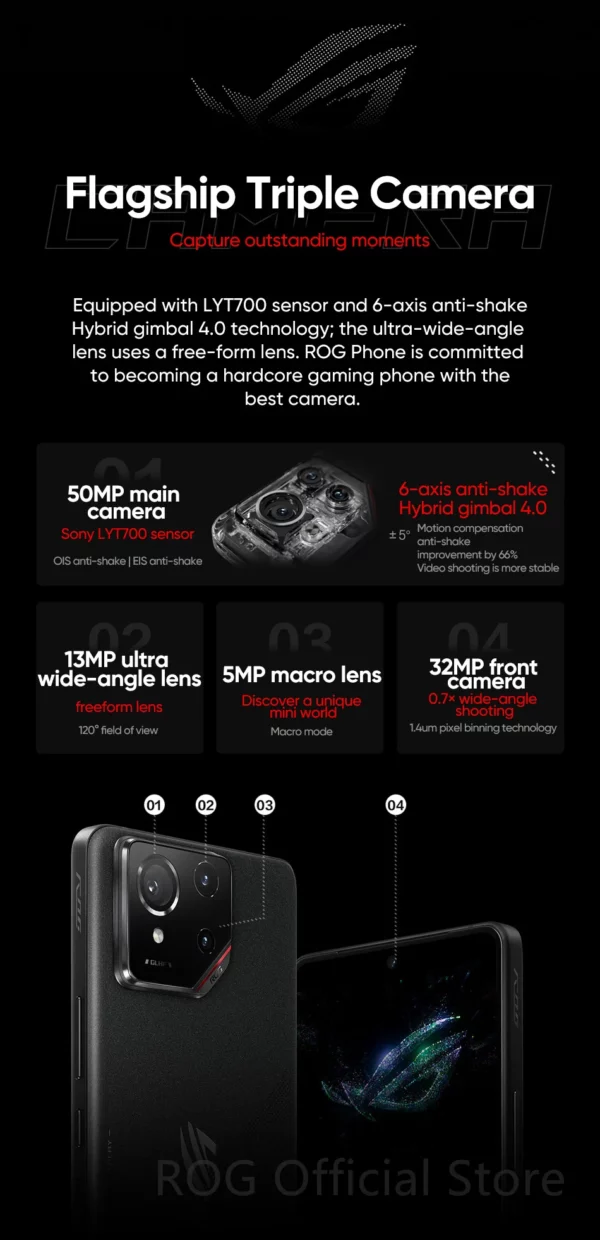 Première mondiale ASUS ROG Phone 9 5G Smartphone Snapdragon 8 Elite 6.78 ''185Hz AMOLED Display ROG 9 Pro 5800mAh NFC téléphone portable – Image 29