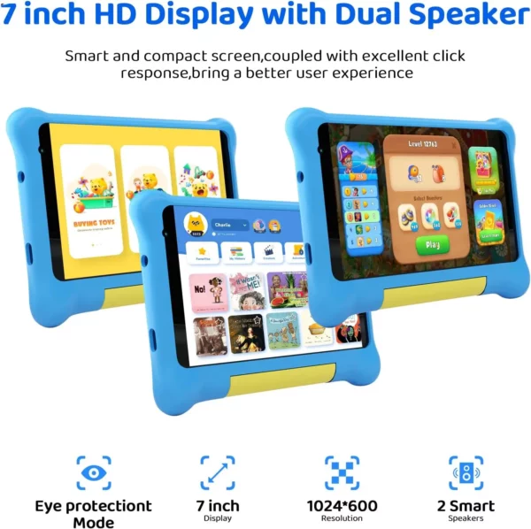 URAO enfant tablette Android 13 7 pouces 5GB RAM 32GB ROM 128GB étendre 5G WiFi 4000mAh batterie double caméra cadeau pour enfants enfants logiciel – Image 3