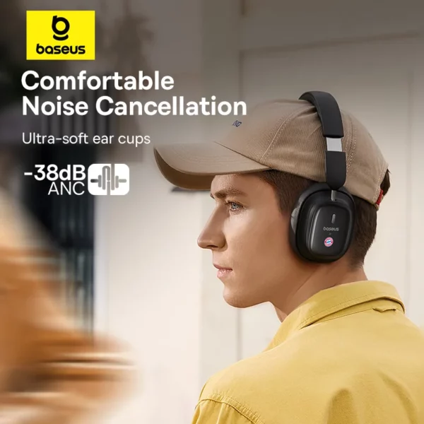 Baseus Bowie H1i casque sans fil Bluetooth 5.3 suppression Active du bruit sur l'oreille casque haute résolution LHDC écouteur 100H de lecture – Image 4