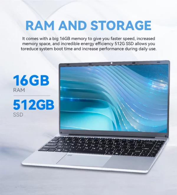 FIREBAT-Ordinateur portable professionnel léger A14, ordinateur portable FHD, empreinte digitale, Intel N5095, 14.1 pouces, 16 Go, LPDDR4, RAM 512 Go, 1 To SSD – Image 10