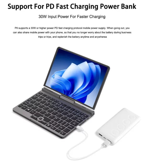 CRELANDER P8 Mini ordinateur portable 8 pouces écran tactile Intel lac N150 12GB DDR5 WiFi 6 2 en 1 ordinateur portable tablette PC ordinateur portable de poche – Image 24