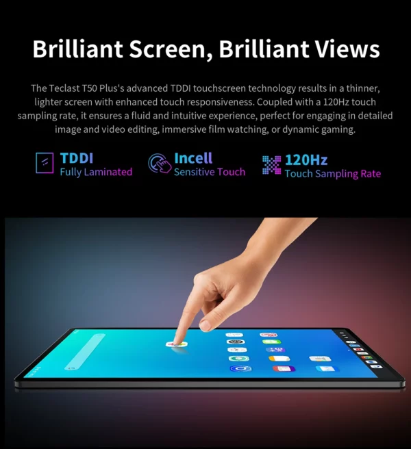 Tablette Teclast T50 Plus Android 14, 11 pouces, 2K, 90Hz, haute rafraîchissement, 6 go + 256 go, UNISOC T620, batterie 8000mAh, caméra 8MP + 13MP, languette 4G – Image 15