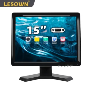 LESOWN 15 pouces petit moniteur PC 1024x768 4:3 300cd/m2 écran tactile industriel écran tactile en option pour caméra de sécurité CCTV PC