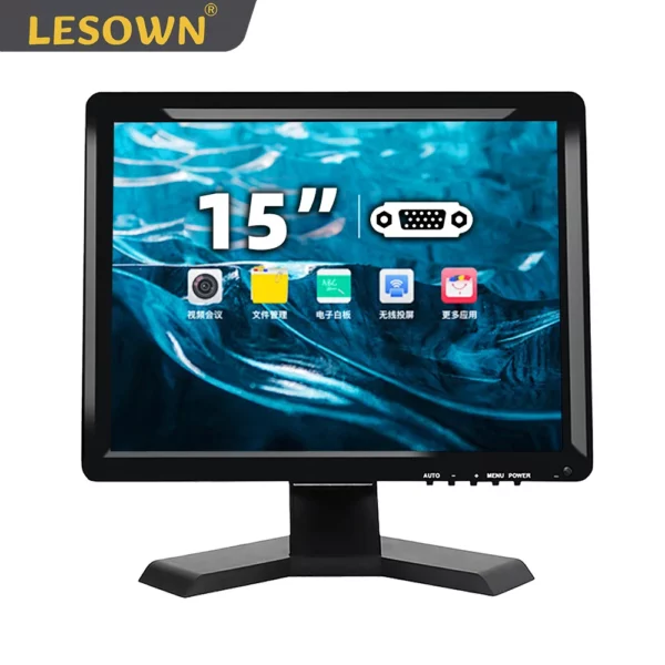 LESOWN 15 pouces petit moniteur PC 1024x768 4:3 300cd/m2 écran tactile industriel écran tactile en option pour caméra de sécurité CCTV PC