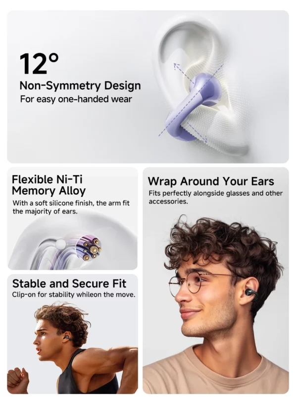 QCY Crossky-Écouteurs à clip d'oreille C30, Bluetooth 5.4, sans fil, oreille ouverte, écouteurs de sport TWS, écouteurs à connexion touristique – Image 29