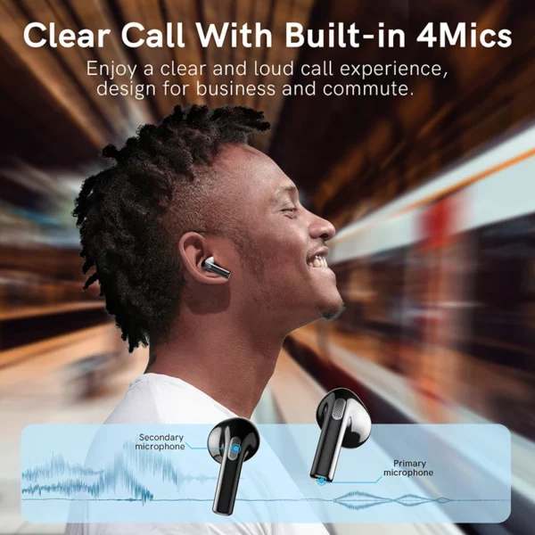 QCY-Écouteurs sans fil Bluetooth 5.3 TWS T20, oreillettes à faible latence de 68ms, 13mm, casque HIFI, 4 micros, appel ENC HD, nouveau – Image 5