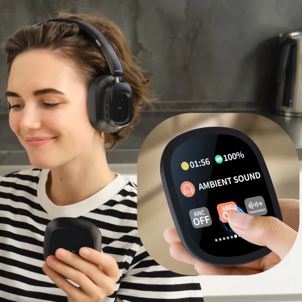Siindoo JH-ANC930Plus casque sans fil hybride, casque antibruit actif avec écran LED à commande tactile multi-magnétique – Image 14