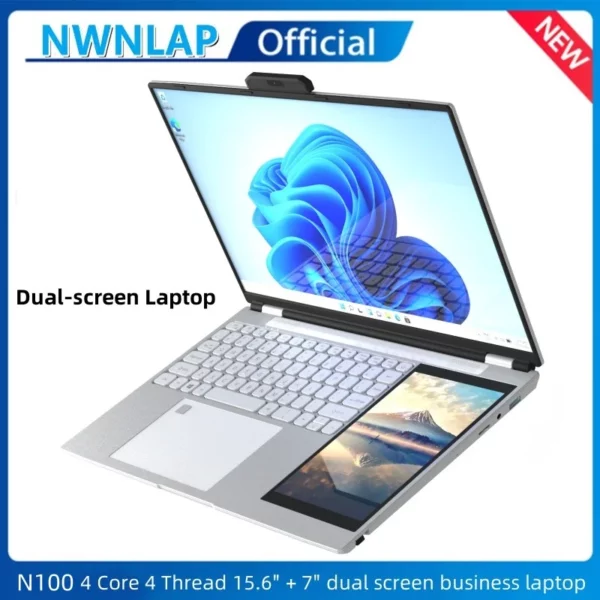 Ordinateur portable avec processeur Intel N100, écran tactile IPS, 4 cœurs, 4 fils, 3.4GHz, 15.6 pouces, IPS 2K, écran étroit à quatre côtés, 7 pouces