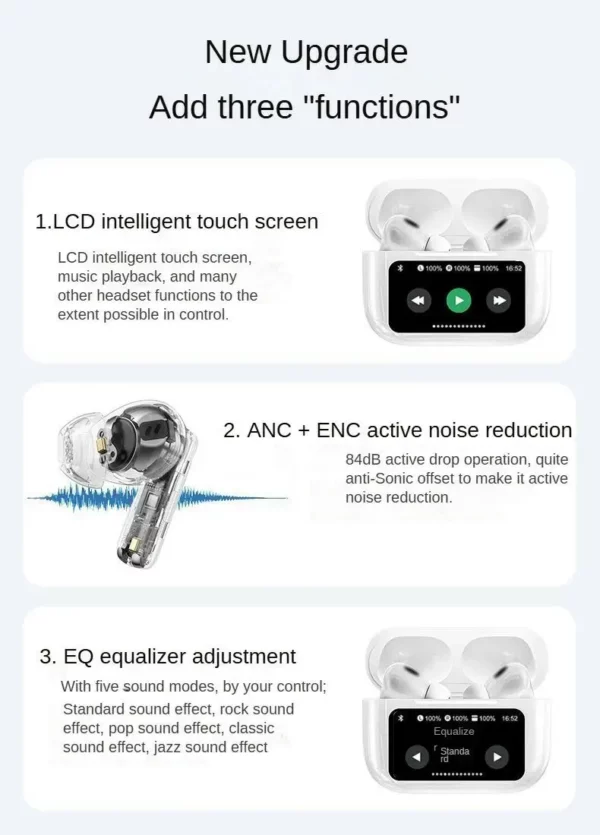 Nouveau pour Sooyn écouteurs Audio portables bluetooth sans fil contrôle par application originale temps de travail 68 heures réduction du bruit A9 pro LZ-G4 – Image 13