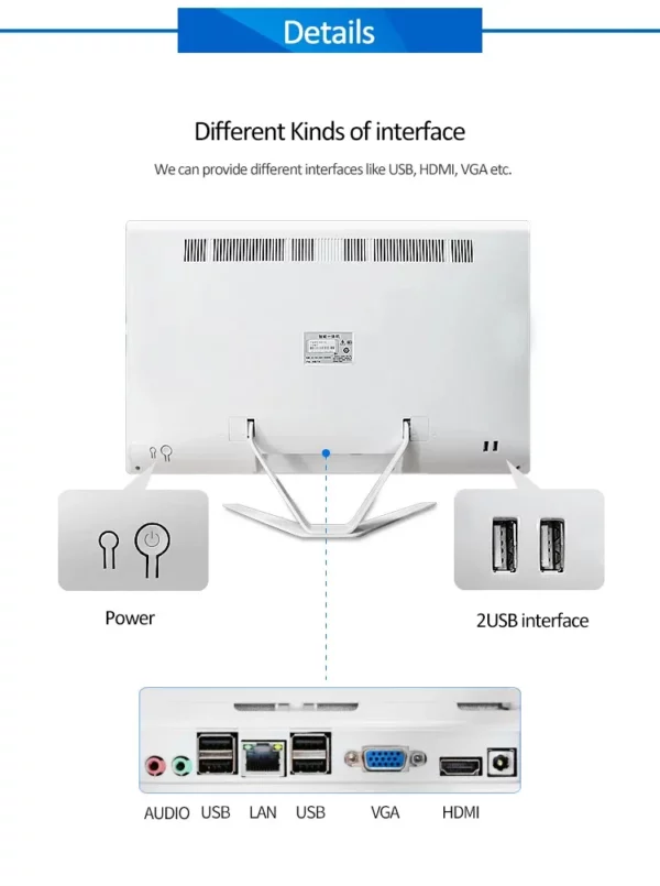 Ultra mince Win 10 AIO 18.5 pouces Core CPU tout-en-un PC 2GB 4GB 8GB 500G 1TB ordinateur de bureau tout-en-un PC I7 ordinateur H61 – Image 16