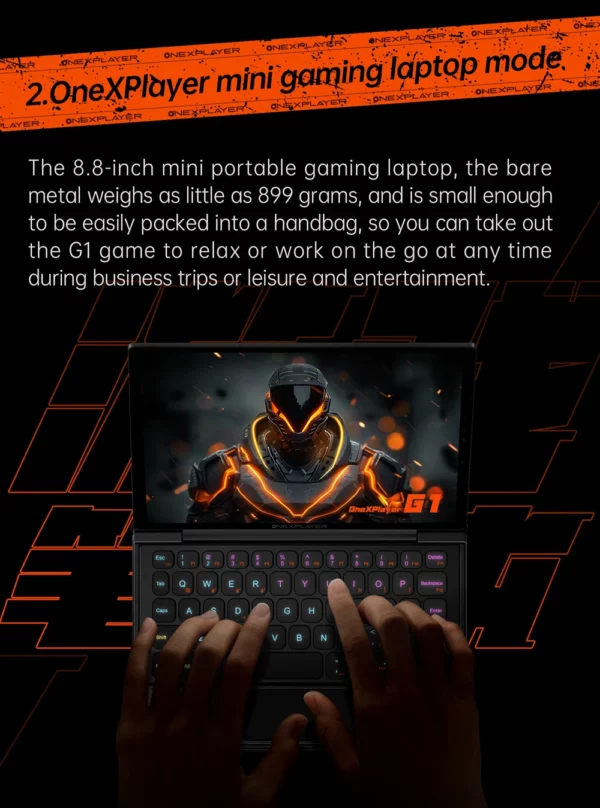 OneXPlayer G1 AMD Ryzen AI 9 HX 370 8.8 "Mini ordinateur portable de jeu jeux de bureau mobiles clavier double Mode PC Console de jeu portable – Image 14