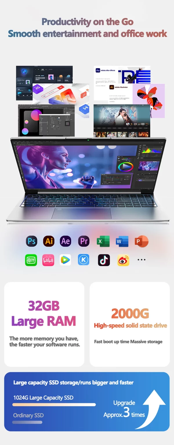 Ordinateur portable de jeu 16 pouces Intel Core I9-11900H 32 go RAM 2 to SSD déverrouiller par empreinte digitale 8 cœurs 16 fils Wifi6 HD caméra DDR4 ordinateur – Image 14