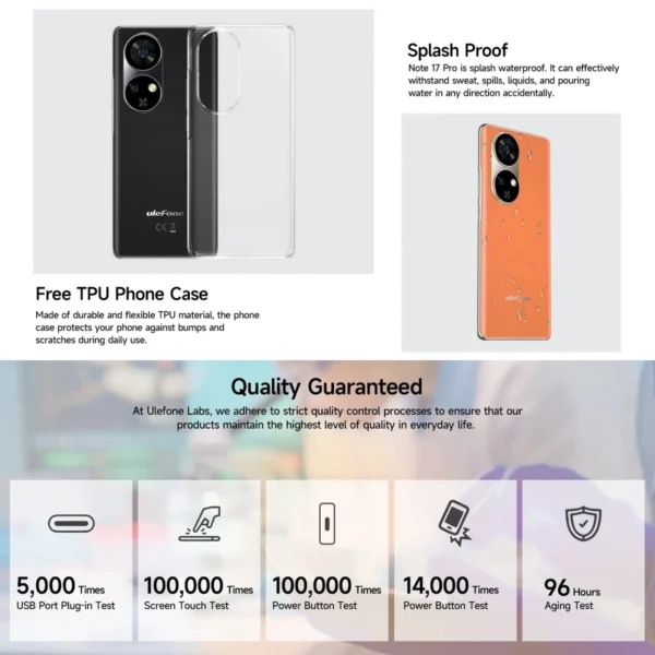 Ulefone Note 17 Pro Smartphone 6.78 "120HZ AMOLED affichage incurvé 24GB + 256GB Android 13,108MP caméra 5050mAh Version mondiale NFC – Image 18