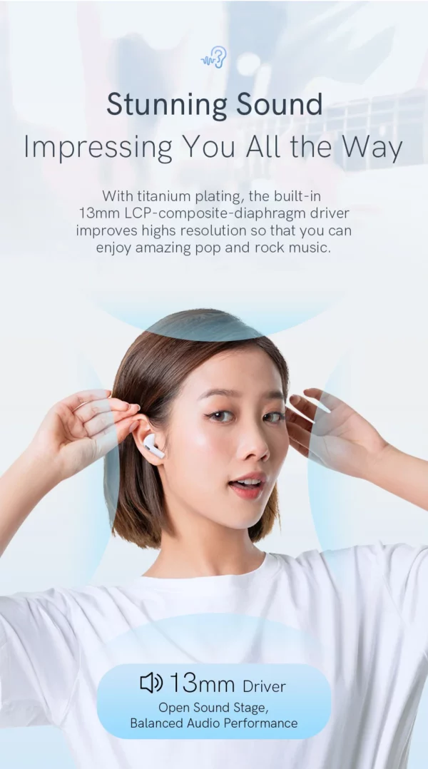 QCY-Écouteurs sans fil Bluetooth 5.3 TWS T20, oreillettes à faible latence de 68ms, 13mm, casque HIFI, 4 micros, appel ENC HD, nouveau – Image 13