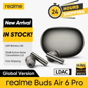 Version mondiale realme Buds Air 6 Pro écouteur Bluetooth 5.3 20H batterie haute résolution LDAC 50dB réduction du bruit 2.0 casque sans fil