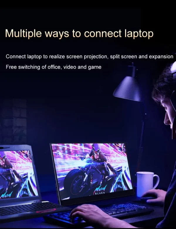 Moniteur Portable à écran tactile OLED 4K de 15.6 / 13 pouces, 550Nit USB-C, moniteur de jeu externe Compatible HDMI pour ordinateur Portable Xbox Switch – Image 24