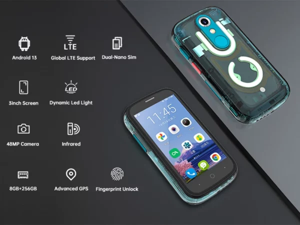 Unihertz Jelly Star Mini Smartphone 8GB 256GB lumière Led débloqué coque arrière transparente téléphones portables pour téléphone de rechange – Image 14