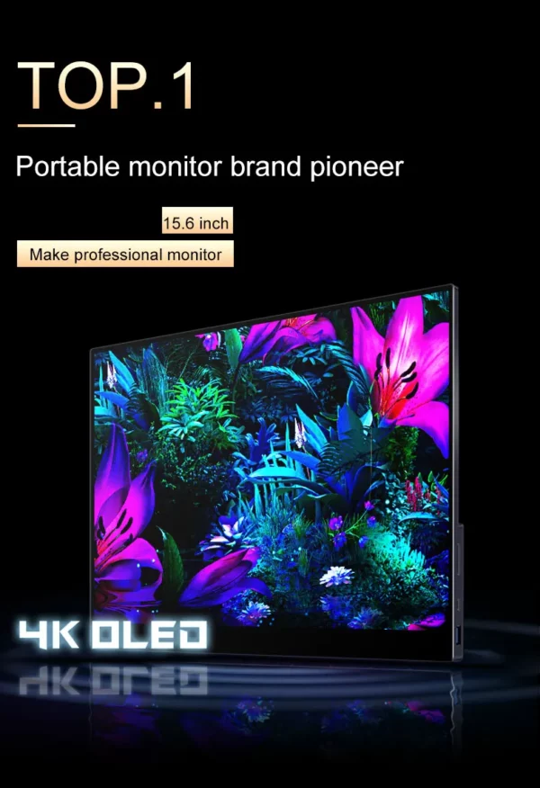 Moniteur Portable à écran tactile OLED 4K de 15.6 / 13 pouces, 550Nit USB-C, moniteur de jeu externe Compatible HDMI pour ordinateur Portable Xbox Switch – Image 12
