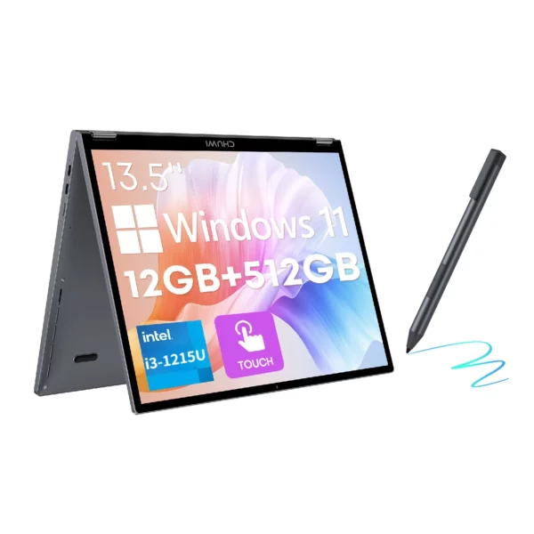 CHUWI-Tablette PC portable 2 en 1, Windows 11, processeur Intel i3 1215U, 12 Go LPDDR5, SSD 512 Go, écran IPS FHD 13.5 pouces, résolution 2256x1504, Wi-Fi 6 – Image 9