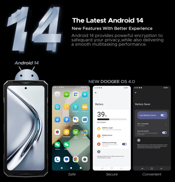 DOOGEE V40 Pro 5G téléphone robuste 6.78 "16GB + 512GB téléphones de jeu dimension 7300 200MP AI caméra 8680mAh Android 14 – Image 45