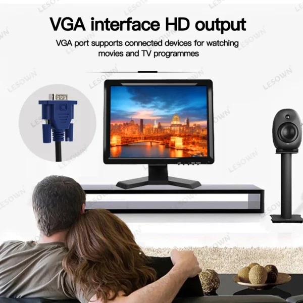 LESOWN-Moniteur à écran tactile LCD industriel, écran externe pour ordinateur de bureau, interface VGA uniquement, HD 1024x768, 15 pouces – Image 2