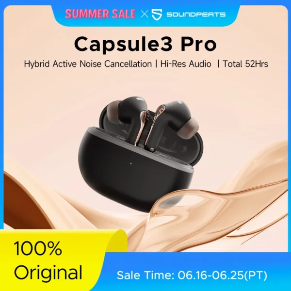 SoundPEATS-Écouteurs sans fil Bluetooth 5.3, Capsule 3 Pro, Écouteurs TWS, True Wireless, 43dB, Hybrid ANC, Hi-Res, ignorez avec sat AC Audio Codec