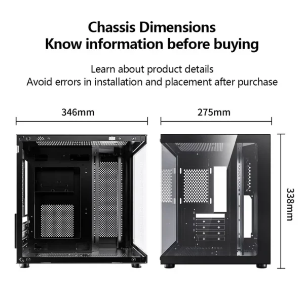PADO YL M-ATX Boîtier PC de jeu pour ordinateur de bureau 270 °     Boîtier d'ordinateur pour salle de vue sur la mer, sans pilier A, cabine de joueur transparente Double face pour PC – Image 5