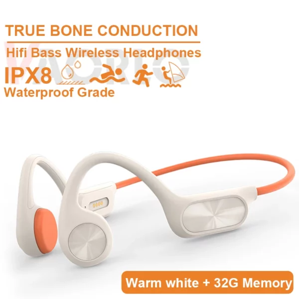 Écouteurs à Conduction osseuse, Bluetooth, sans fil, étanche IPX8, lecteur MP3, Hifi, crochet d'oreille, casque avec micro, pour la natation – Image 13