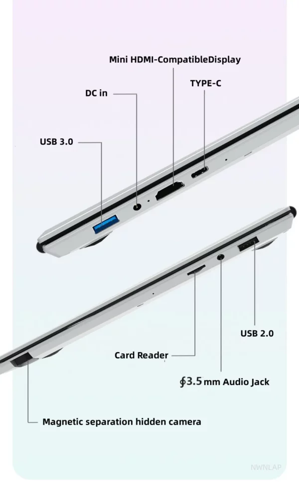 Ordinateur portable avec processeur Intel N100, écran tactile IPS, 4 cœurs, 4 fils, 3.4GHz, 15.6 pouces, IPS 2K, écran étroit à quatre côtés, 7 pouces – Image 26