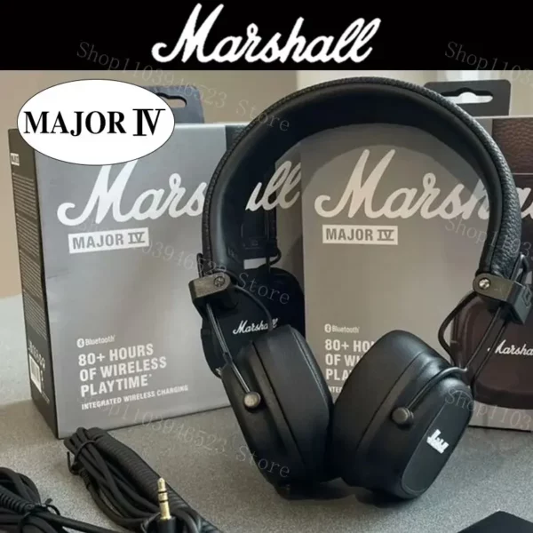 Marshall Major IV 4 casque Bluetooth basses profondes/conception ergonomique/plus de 80 heures de lecture écouteur pliable sport casque sans fil – Image 20