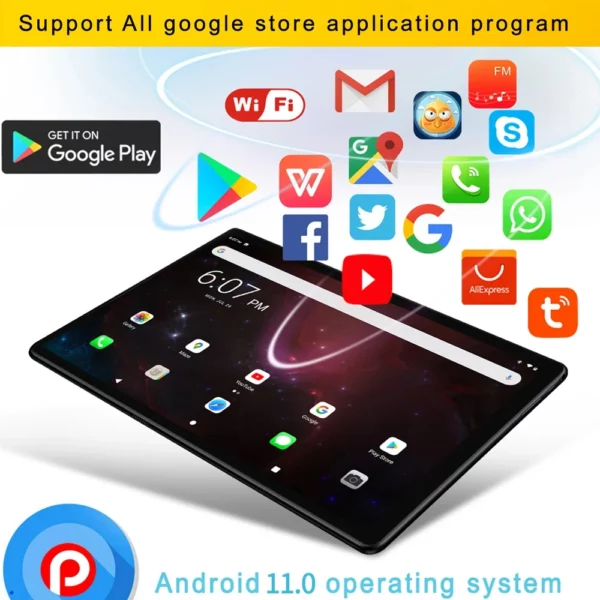Tablette Android 11 de 10.1 Pouces, 4 Go + 64 Go, 3G, Appel Téléphonique, Touriste, EpiCard ou WIFI, Google Play, pour Ordinateur Portable, Nouveauté 2024 – Image 12