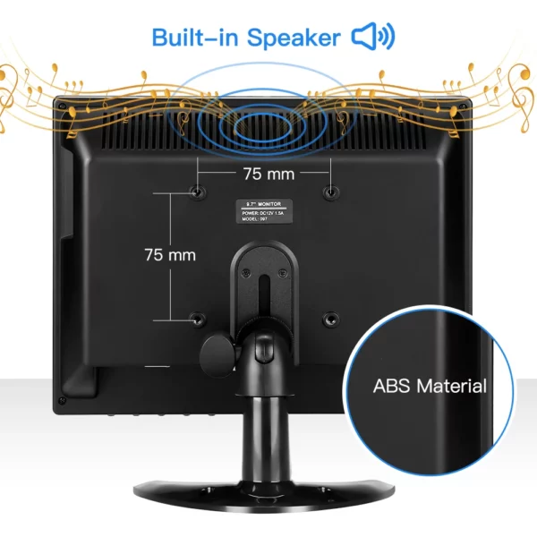 Eyoyo 10 pouces CCTV moniteur de sécurité 4:3 IPS écran LCD 1024x768 petit écran d'ordinateur TV pour PC avec entrée HDMI BNC VGA AV USB – Image 6