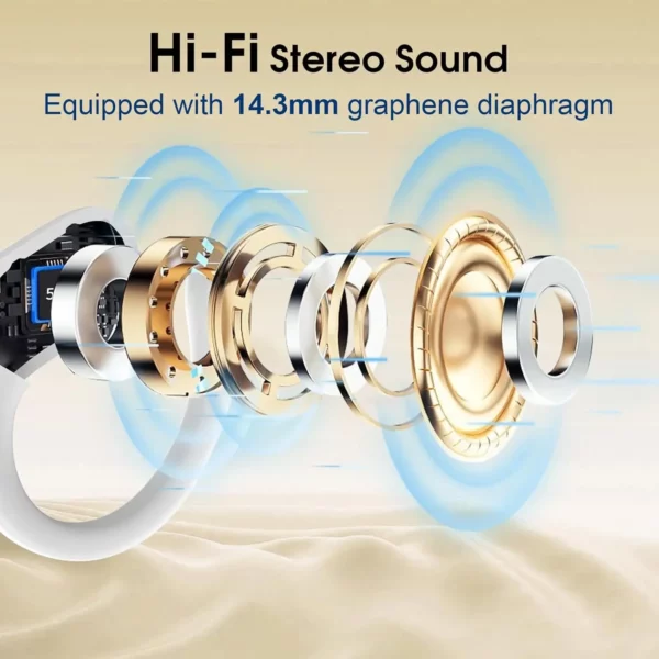 Écouteurs Bluetooth de sport, étanches IPX7, sans fil, 75 heures de musique, avec micro, affichage de puissance LED, crochet d'oreille souple, oreillettes TWS – Image 4