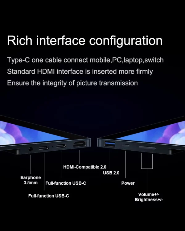 Moniteur Portable à écran tactile OLED 4K de 15.6 / 13 pouces, 550Nit USB-C, moniteur de jeu externe Compatible HDMI pour ordinateur Portable Xbox Switch – Image 23