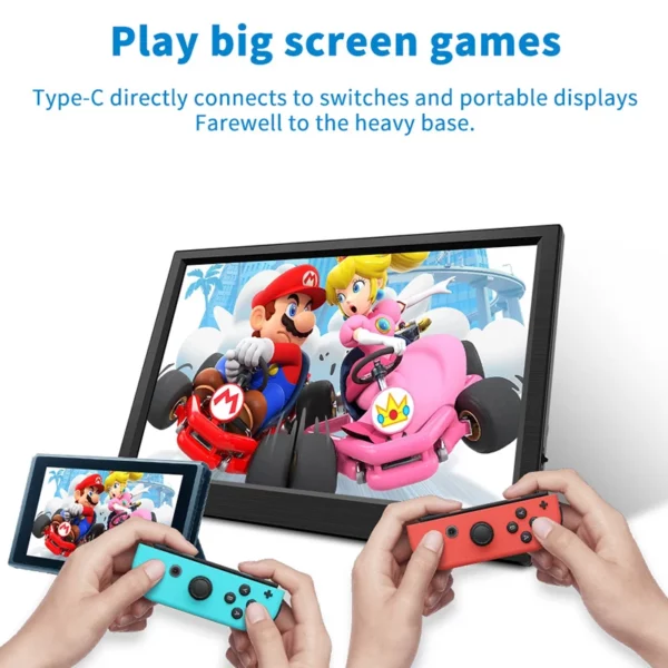 Moniteur portable compatible HDMI pour ordinateur portable, deuxième écran de jeu, affichage arc-en-ciel pour Switch, PS4, Xbox, Raspberry Pi, 11.6 pouces – Image 6