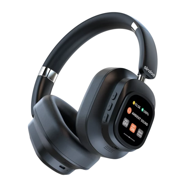 Siindoo JH-ANC930Plus casque sans fil hybride, casque antibruit actif avec écran LED à commande tactile multi-magnétique – Image 7
